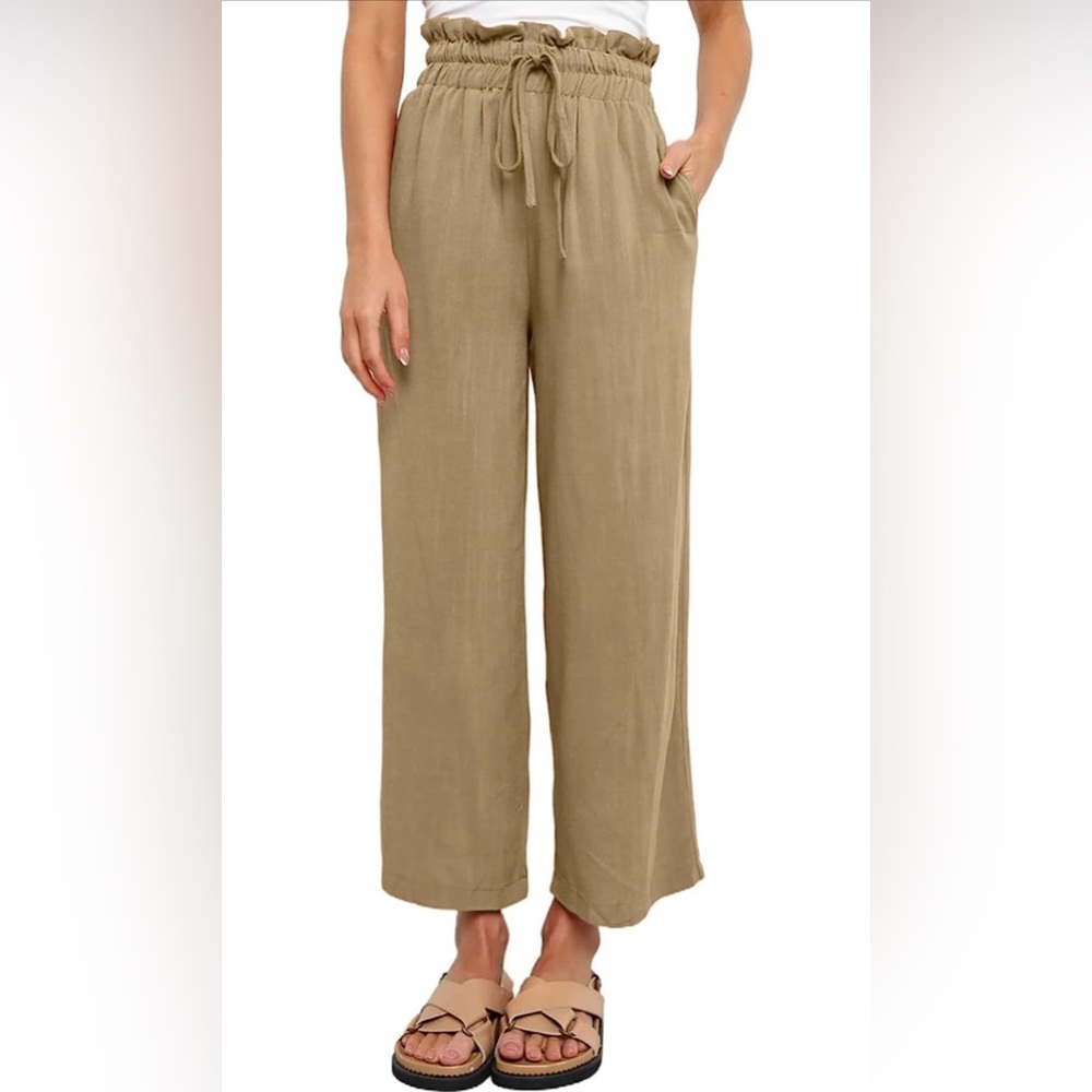 Womens Casual Elastic Waist Solid Comfy Jogging Jogger Pants with Pockets